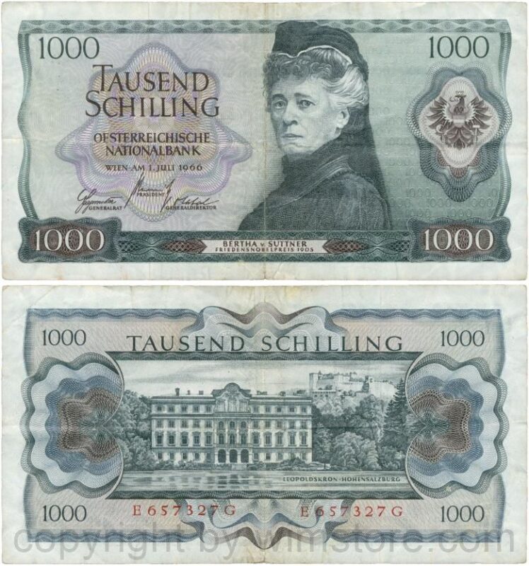 Österreich, 2. republik, p147, 1000 schilling 1966, serie e g; 5