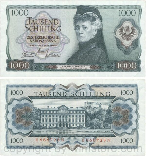 Österreich, 2. republik, p147, 1000 schilling 1966, serie e f; 4 (kopie)