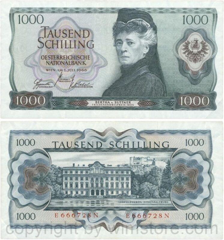 Österreich, 2. republik, p147, 1000 schilling 1966, serie e f; 4 (kopie)
