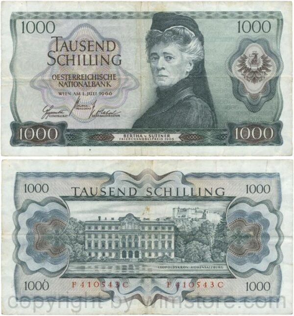 Österreich, 2. republik, p147, 1000 schilling 1966, serie e n; 3 (kopie)