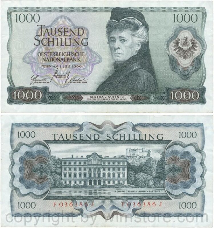 Österreich, 2. republik, p147, 1000 schilling 1966, serie f f; 5 (kopie)