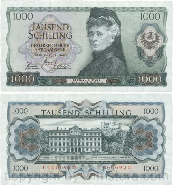Österreich, 2. republik, p147, 1000 schilling 1966, serie f j; 3 (kopie)