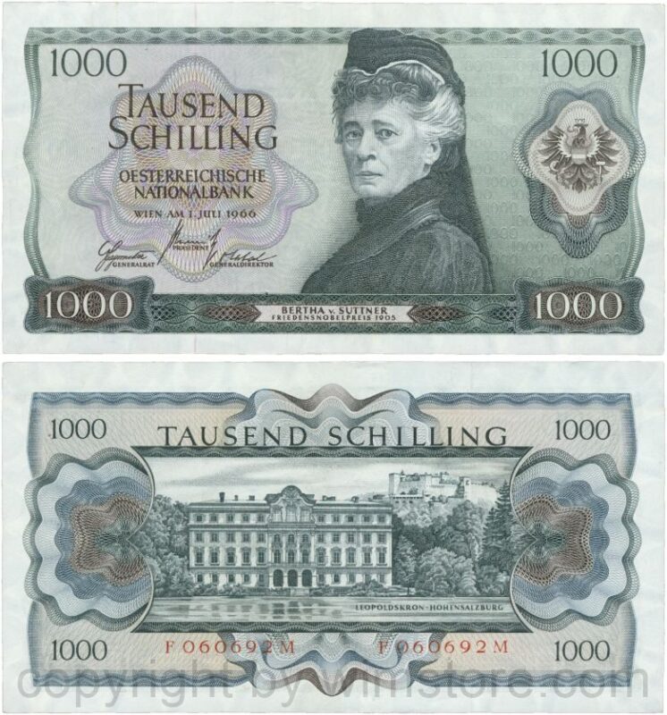 Österreich, 2. republik, p147, 1000 schilling 1966, serie f j; 3 (kopie)