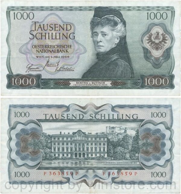 Österreich, 2. republik, p147, 1000 schilling 1966, serie f k; 3 (kopie)