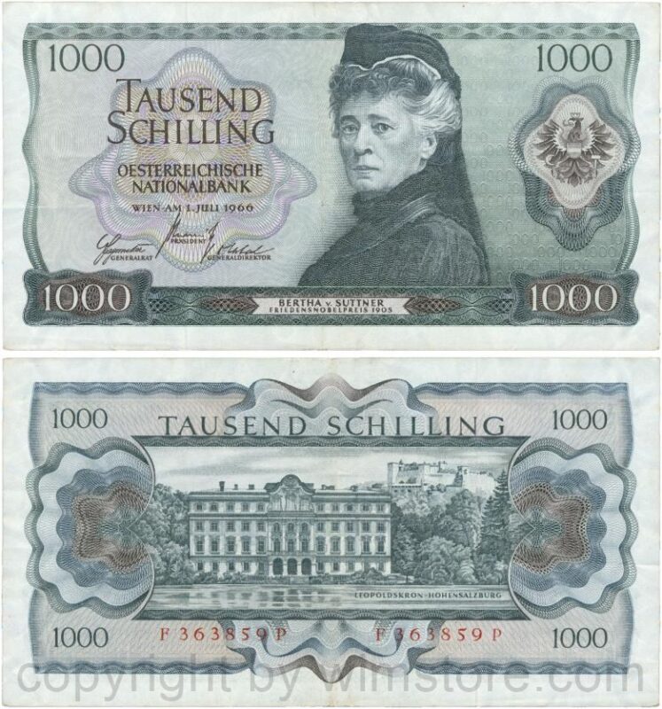 Österreich, 2. republik, p147, 1000 schilling 1966, serie f k; 3 (kopie)