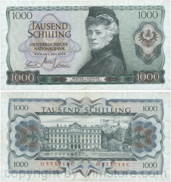 Österreich, 2. republik, p147, 1000 schilling 1966, serie f m; 3 (kopie)