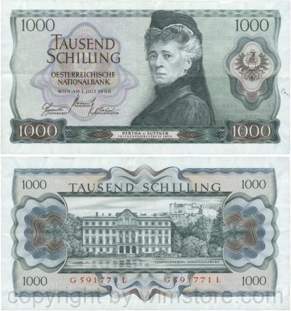 Österreich, 2. republik, p147, 1000 schilling 1966, serie f p; 4 (kopie)