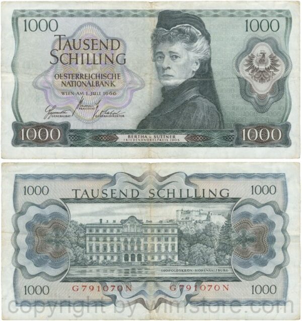 Österreich, 2. republik, p147, 1000 schilling 1966, serie g c; 5 (kopie)
