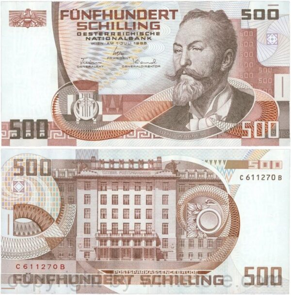 Österreich, 2. republik, p151, 500 schilling 1985, serie b d; 1 (kopie)