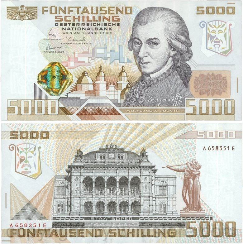 Österreich, 2. republik, p153, 5000 schilling 1988, serie a e; 1 (kopie) Österreich, 2. republik, p153, 5000 schilling 1988, serie a e; 1 (kopie)