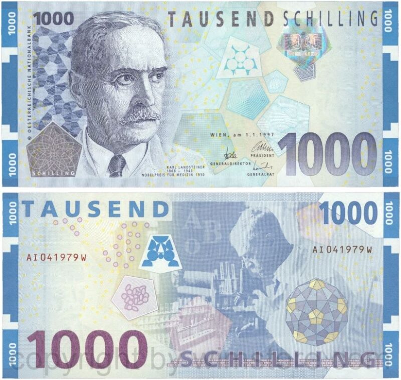 Österreich, 2. republik, p155, 1000 schilling 1997, serie ab m; 1 (kopie)
