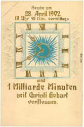 1 milliarde minuten seit christi geburt 28.4.1902