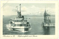 konstanz am bodensee, hafeneinfahrt mit säntis