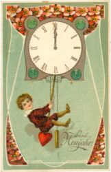 neujahr, die uhr schlägt mitternacht