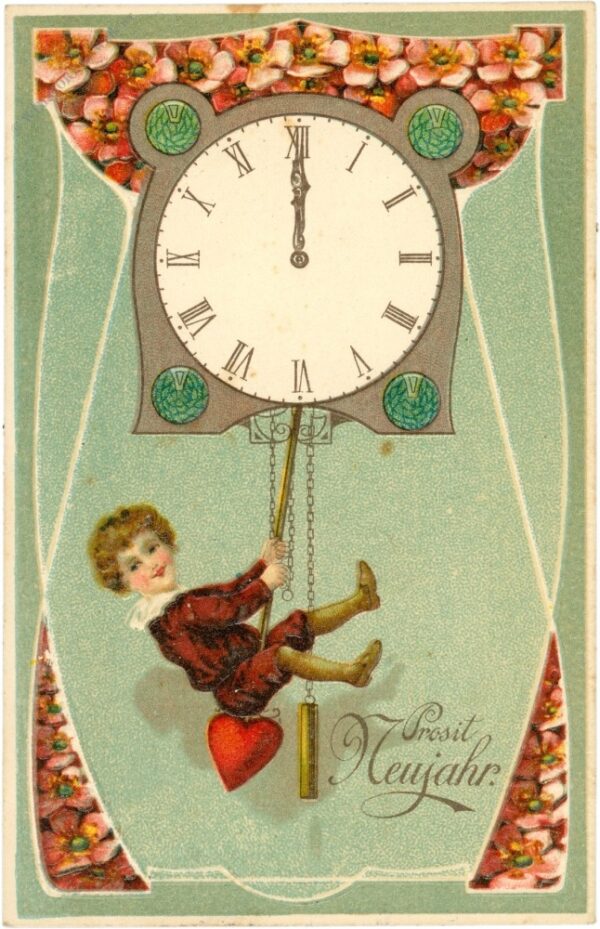neujahr, die uhr schlägt mitternacht