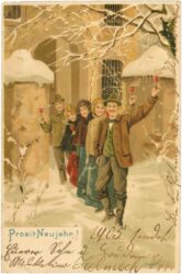 neujahr, spaziergang im schnee