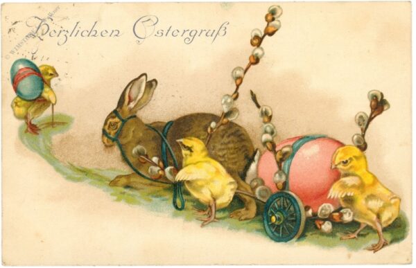 ostern, hase mit kücken