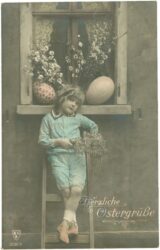 ostern, kind mit ostereier