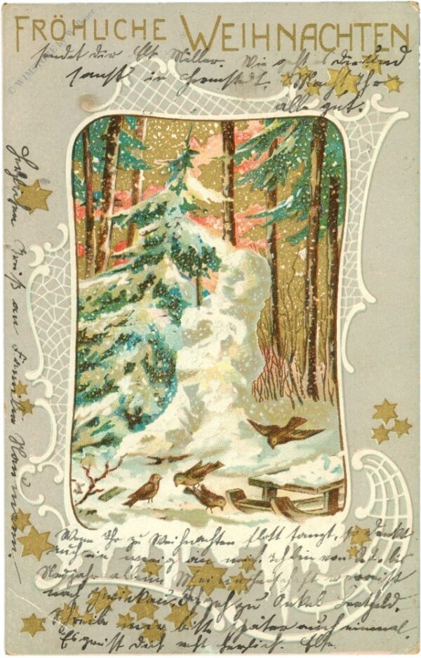 weihnachten, schneemann im wald