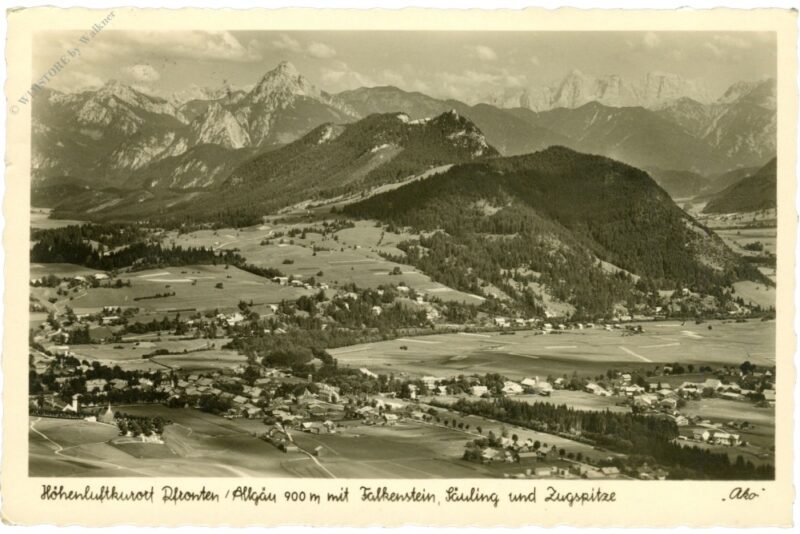 pfronten im allgäu, mit falkenstein, säuling und zugspitze pfronten im allgäu, mit falkenstein, säuling und zugspitze