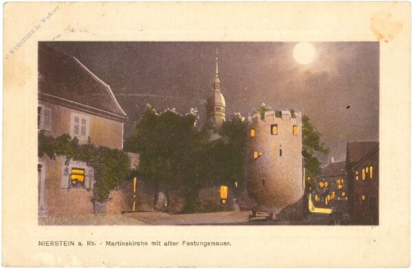 nierstein am rhein, martinskirche mit alter festungsmauer