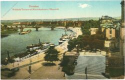 dresden, brühlsche terrasse mit kunstakademie und elbansicht