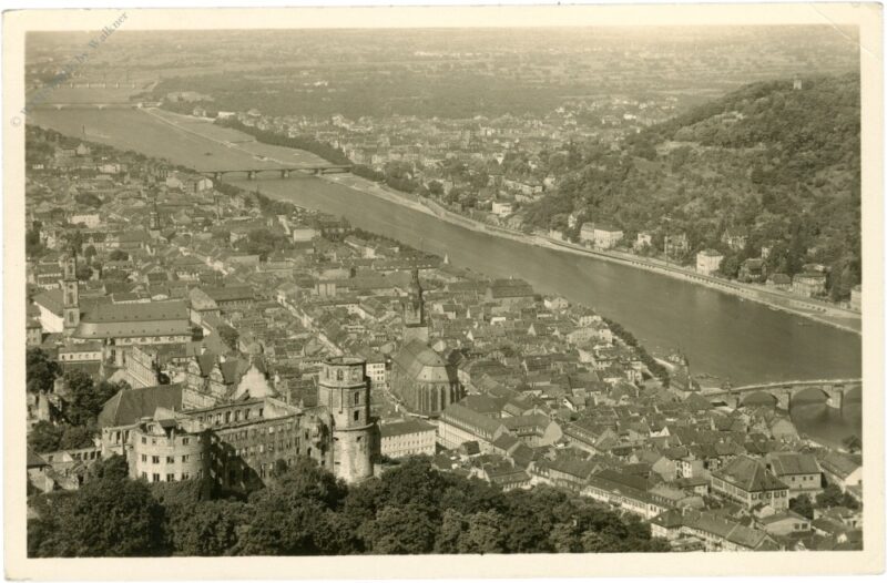 heidelberg, blick vom rindenhäuschen auf schloss und stadt heidelberg, blick vom rindenhäuschen auf schloss und stadt