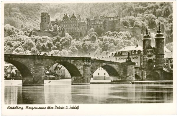 heidelberg, morgensonne über brücke und schloss