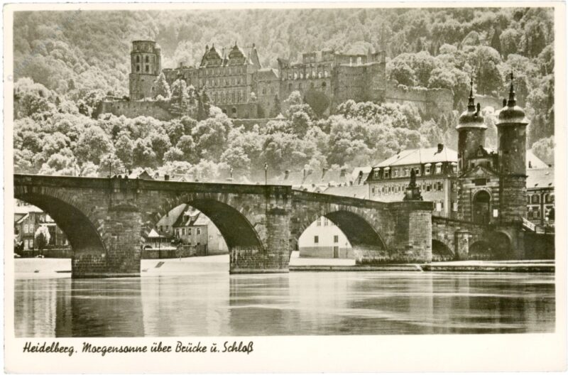 heidelberg, morgensonne über brücke und schloss heidelberg, morgensonne über brücke und schloss