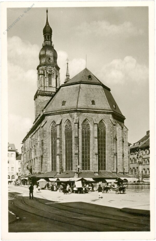 heidelberg, marktplatz mit herkulesbrunnen und heiliggeistkirche