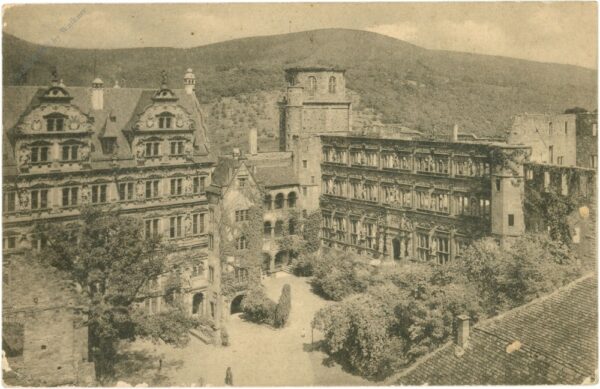 heidelberg, otto heinrichsbau und friedrichsbau vom wartturm aus gesehen