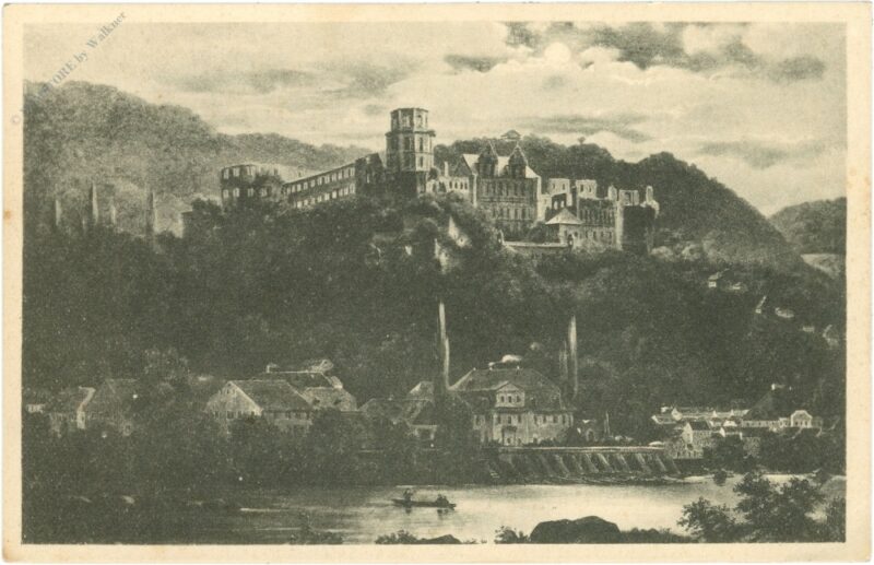heidelberg, das schloss von der hirschgasse im mondschein heidelberg, das schloss von der hirschgasse im mondschein