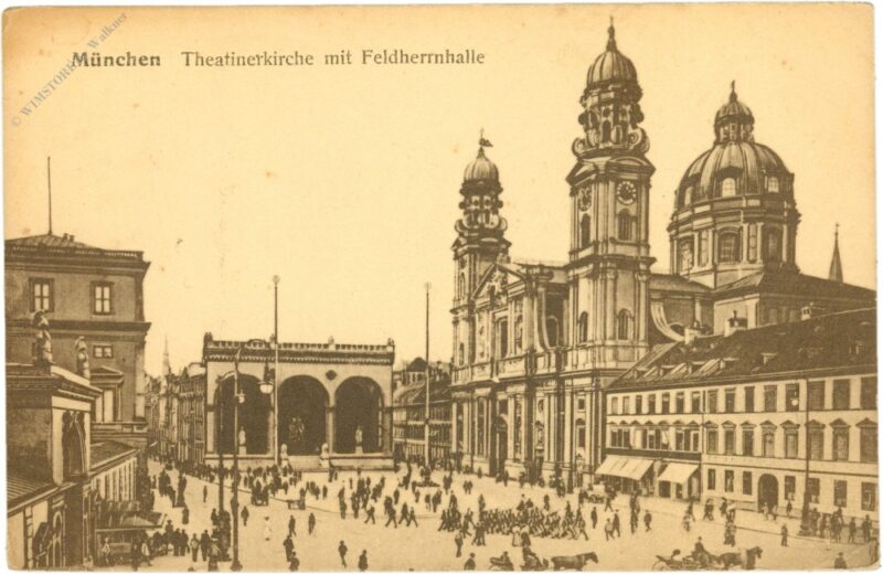 münchen, theatinerkirche mit feldherrnhalle