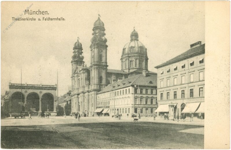 münchen, theatinerkirche und feldherrnhalle