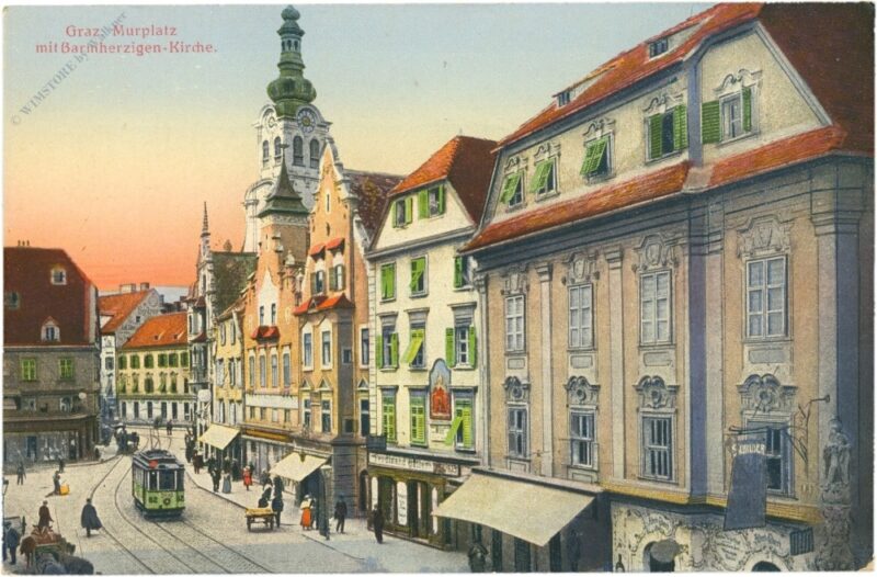 graz, murplatz mit barmherzigen kirche