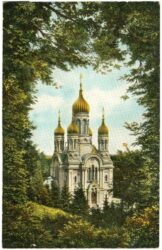 wiesbaden, griechische kapelle, blick v. nerotempel