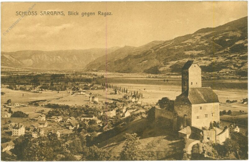 bad ragaz, schloss sargans, blick gegen ragaz