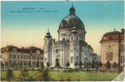 berndorf, stadt, margarethen kirche mit volks und bürgerschulen