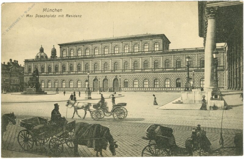 münchen, max josephplatz mit residenz