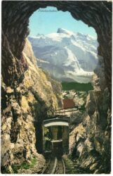 alpnachstadt, pilatusbahn, tunnel mit blick auf titlis