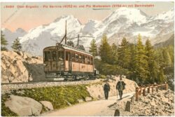ober engadin, piz barnina und piz morteratsch mit berninabahn