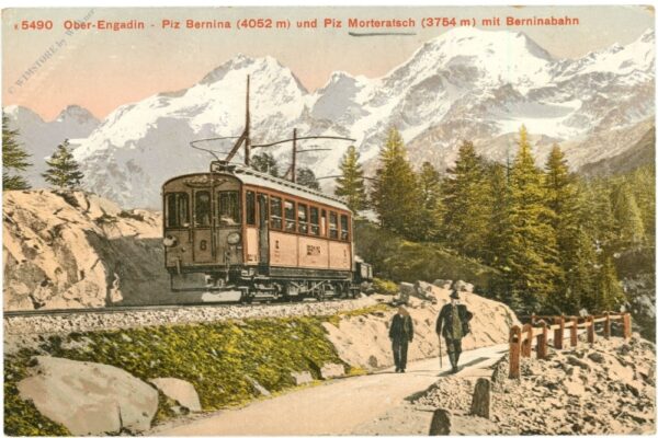 ober engadin, piz barnina und piz morteratsch mit berninabahn