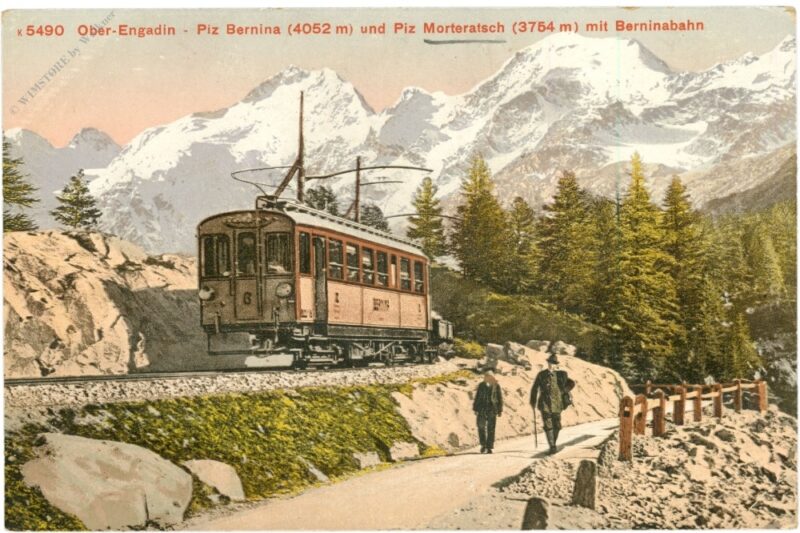 ober engadin, piz barnina und piz morteratsch mit berninabahn ober engadin, piz barnina und piz morteratsch mit berninabahn