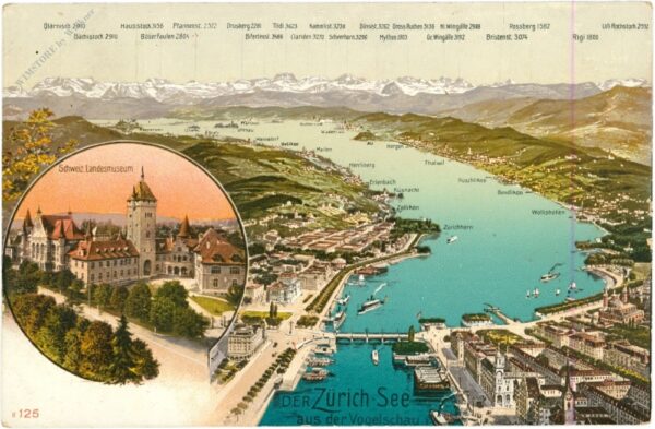 zürich, der zürich see aus der vogelschau
