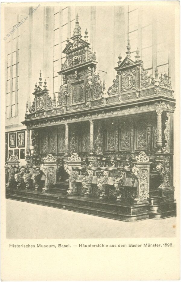 basel, historisches museum, häupterstühle aus dem baseler münster