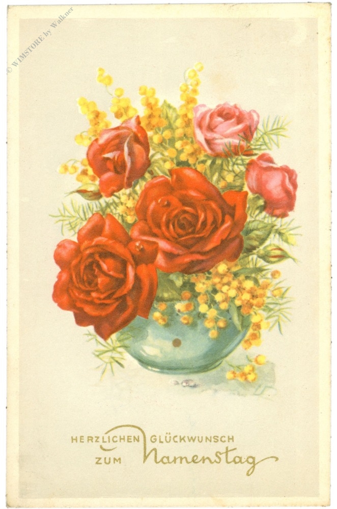 namenstag, blumenvase mit rosen