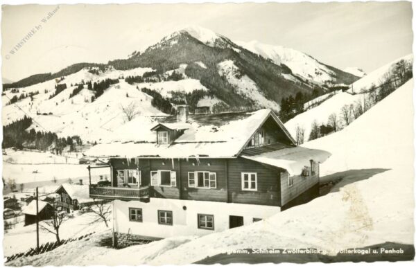 saalbach hinterglemm. schiheim zwölferblick gegen zwölferkogel und penhab