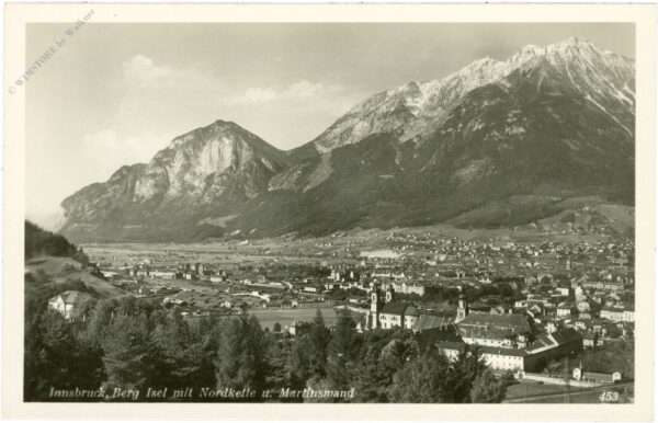 innsbruck, berg isel mit nordkette und martinswand