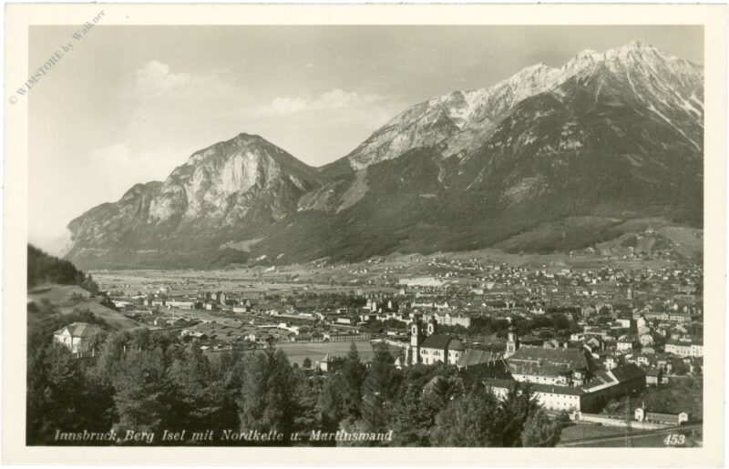 innsbruck, berg isel mit nordkette und martinswand