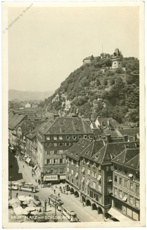graz, hauptplatz mit schlossberg